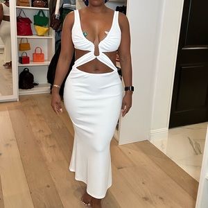 CRISTOPHER ESBER
Ring-detail cutout midi dress